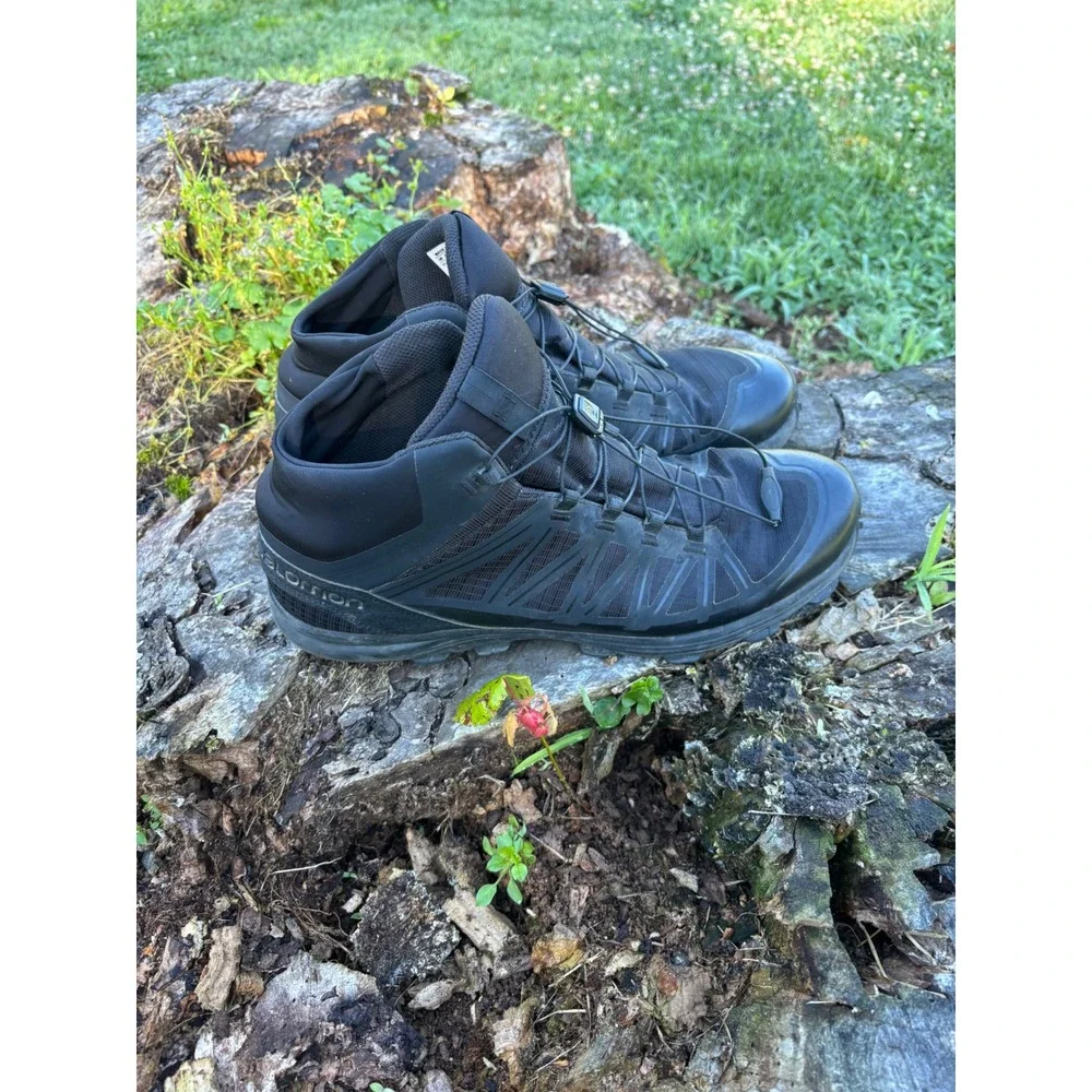 Salomon XA Forces Mid Black Tactical Boots Mens 12 394724 Hiking Combat Shoes